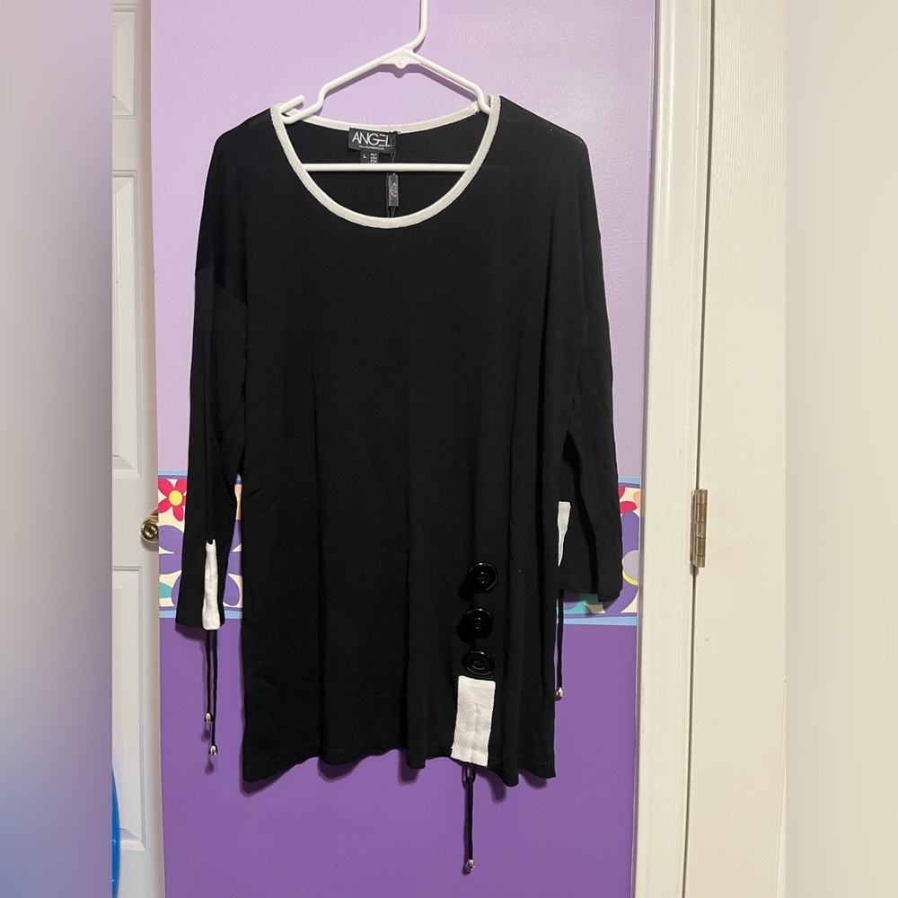 Angel Black and White Tunic with Button Accents